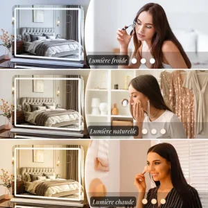 Miroir Hollywood 80x60 cm avec éclairage LED moderne
