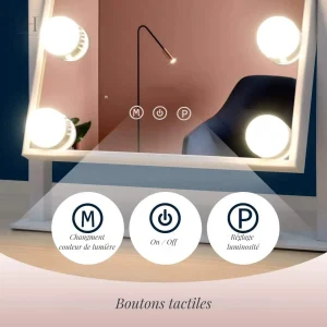 Miroir élégant avec lumière LED pour une application précise