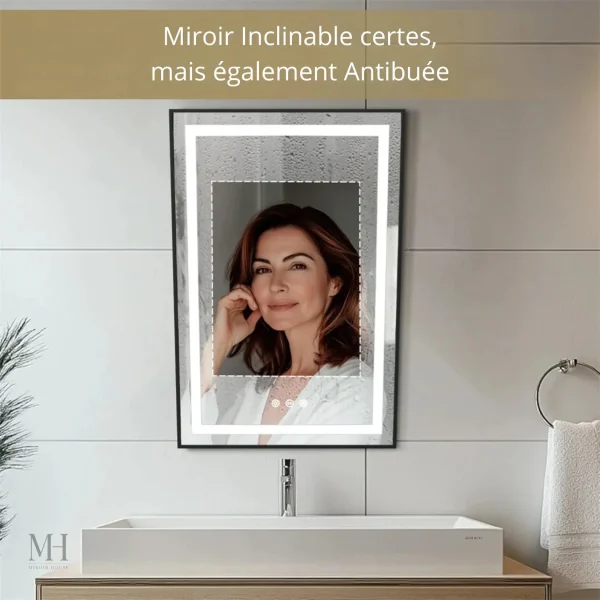 Miroir lumineux antibuée 60x90 cm pour salle de bain