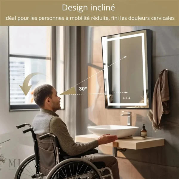 Miroir design inclinable avec éclairage LED