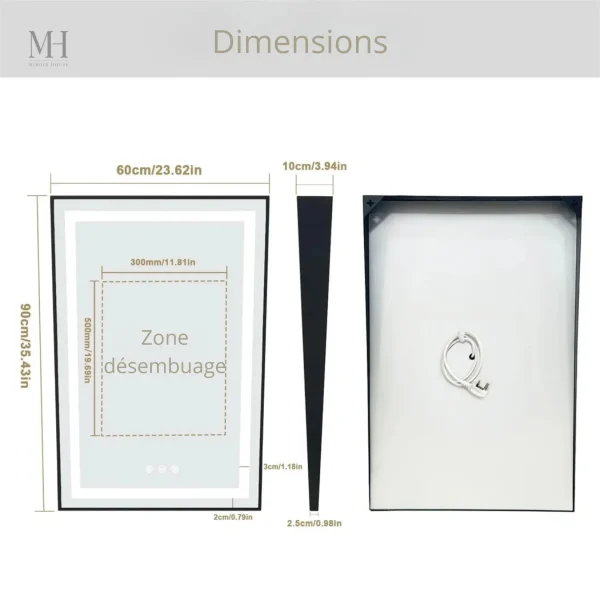Miroir inclinable LED pour un usage facile en salle de bain