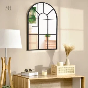 Miroir Arqué en Métal Noir
