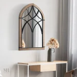 Miroir mural rectangulaire au design industriel en bois et métal