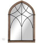 Miroir mural vintage en bois et métal, ambiance atelier
