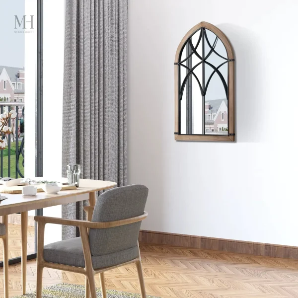 Miroir décoratif avec cadre en bois, style industriel moderne
