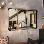 Miroir industriel rectangulaire 90x60 cm style vintage noir
