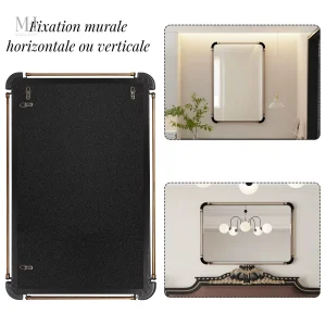 Miroir vintage noir avec cadre en métal de 90x60 cm