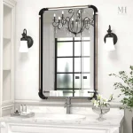 Miroir rectangulaire au design industriel, finition métal noir