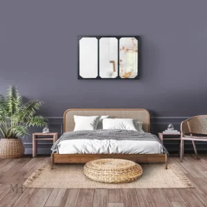 Miroir Métal 80x60 cm Style Verrière à 3 Bandes
