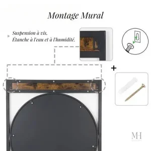 Miroir en métal et bois, ambiance vintage industrielle