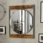 Miroir pratique rectangulaire, mélange bois et métal