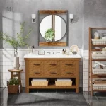 Miroir au style industriel avec cadre en bois