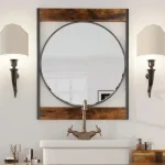 Miroir industriel en bois, accessoire de décoration chic