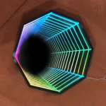 Miroir effet infini hexagonal, illumination colorée pour décoration intérieure