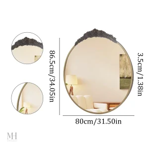 Miroir Doré Rond 80cm au Style Baroque