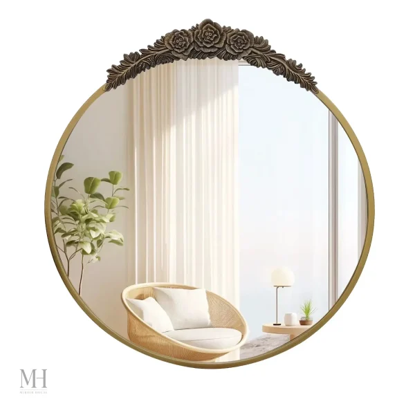 Miroir Laiton avec Détails Floraux Élégants