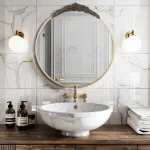 Miroir Rond Baroque 80cm en Finition Dorée