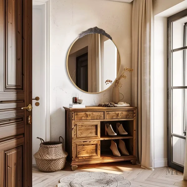 Miroir Design Contemporain Rond en Laiton