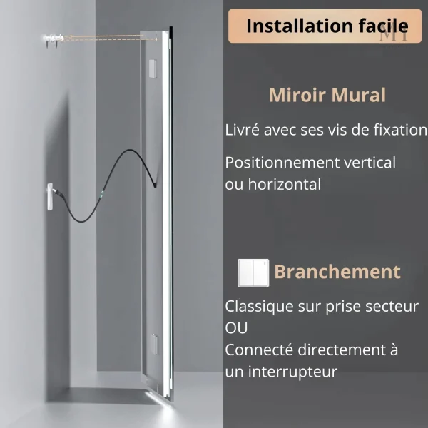 Miroir salle de bain à éclairage personnalisable