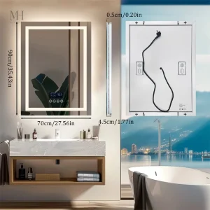 Miroir Bluetooth 70x90 cm idéal pour salle de bain