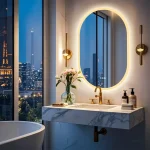Miroir LED Ovale pour Salle de Bain avec Bluetooth