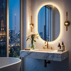 Miroir LED Ovale pour Salle de Bain avec Bluetooth