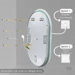 Miroir Salle de Bain Ovale avec Éclairage Intégré