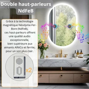 Miroir Salle de Bain Ovale Anti-Buée et Lumineux