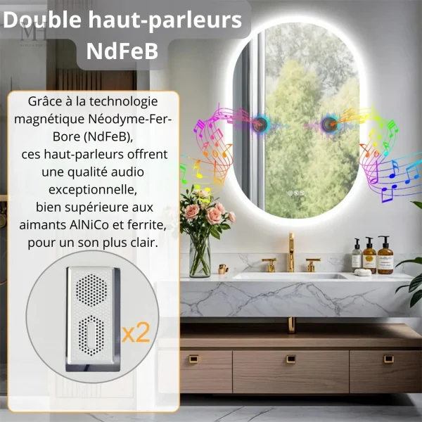 Miroir Salle de Bain Ovale Anti-Buée et Lumineux