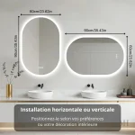 Miroir Ovale Anti-Buée, Parfait pour Salle de Bain