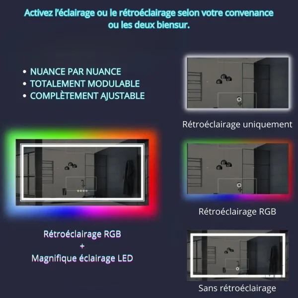 Design moderne de miroir LED pour une ambiance élégante
