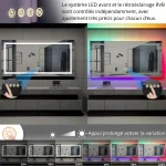 Miroir de salle de bain avec technologie RGB et fonction antibuée