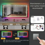 Miroir LED contemporain pour salle de bain, anti-condensation inclus