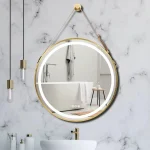 Miroir LED rond doré avec fonction anti-buée