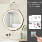 Miroir rond LED avec luminosité ajustable