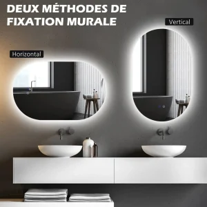 Miroir LED Salle de Bain 81x51 cm – Anti-Buée et Tactile
