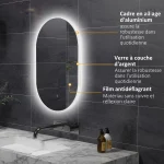 Miroir salle de bain 81x51 cm avec fonction anti-buée