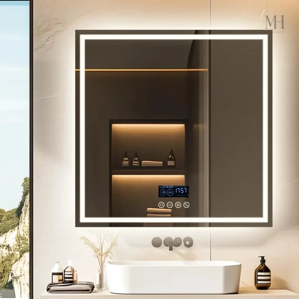 Miroir carré à LED pour salon chic