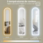 Miroir sur pied avec éclairage LED intégré