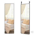 Miroir mural plein longueur 120x40cm avec cadre noir