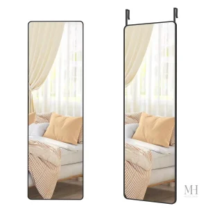 Miroir mural plein longueur 120x40cm avec cadre noir