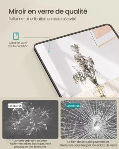 Miroir noir en pleine longueur, design intemporel