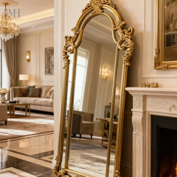 Miroir sur pied à l'esthétique raffinée