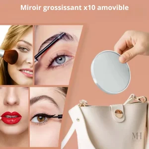 Miroir grossissant amovible pour un maquillage précis