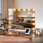 Miroir avec loupe amovible pour détails de maquillage