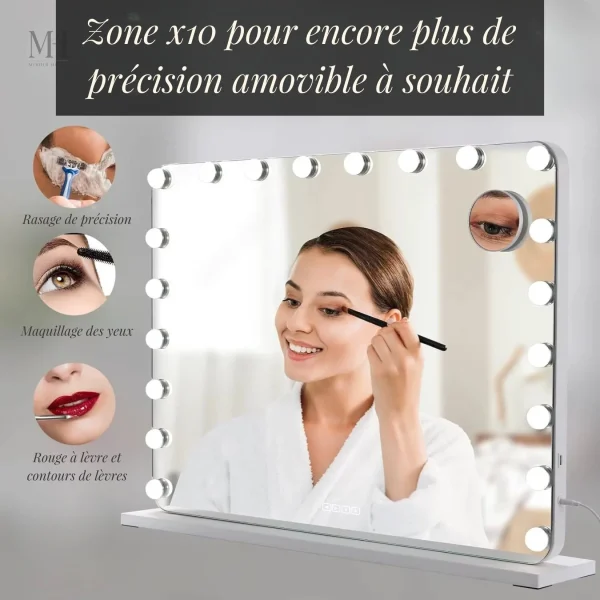 Miroir de maquillage avec technologie d'éclairage avancée