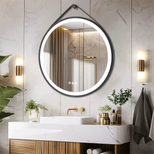 Miroir salle de bain LED rond avec éclairage intégré