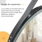 Miroir lumineux 70 cm avec sangle en cuir élégant