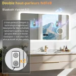 Miroir lumineux avec haut-parleurs pour ambiance sonore