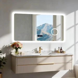 Miroir LED antibuée 120 cm avec haut-parleurs intégrés
